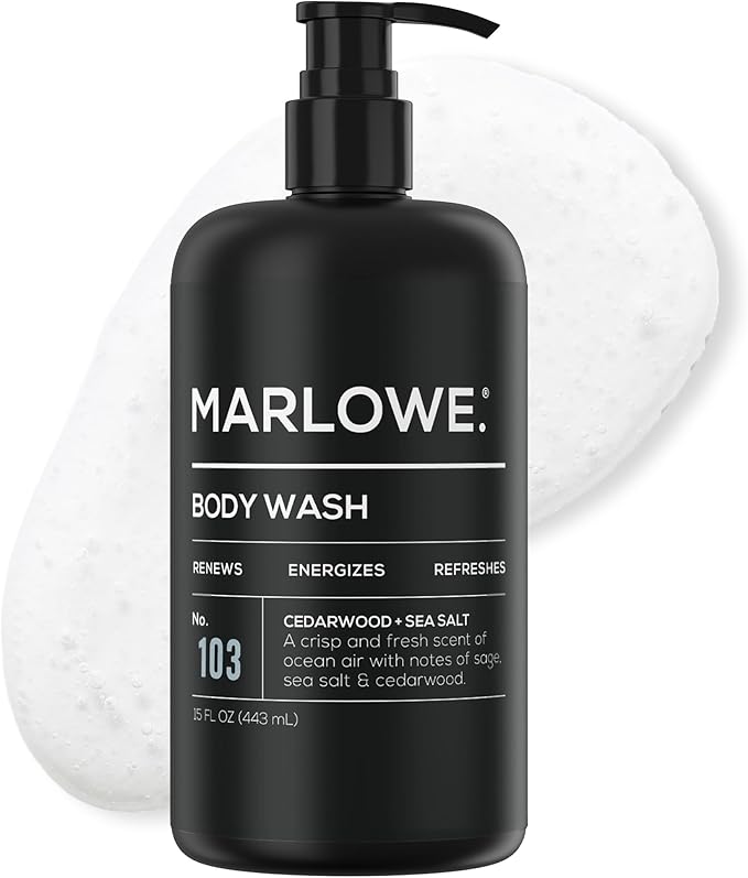MARLOWE. No. 103 Body Wash 15 oz Pump, Cedarwood + Sea Salt, Energizing & Refreshing Shower Gel, Willow Bark & Green Tea Extracts, Cleanses, Moisturizes, Smooths & Nourishes, Fresh & Zesty Scent - Image 2
